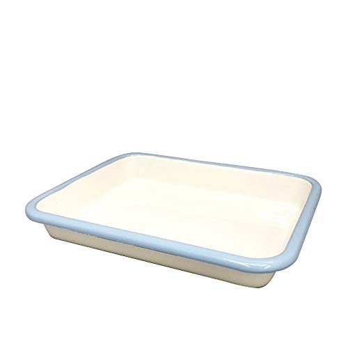 富士ホーロー(Fuji Horo) 調理 下ごしらえ ホーロー 製 バット Sサイズ 30取 D21xW17cm ライトブルー × ホワイト ビ