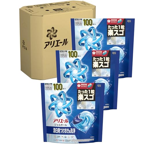 アリエール 洗濯洗剤 ジェルボール プロ 漂白剤つけおき級洗浄 清潔でさわやかな香り 詰め替え 100個x3袋 [大容量] [ケース品]