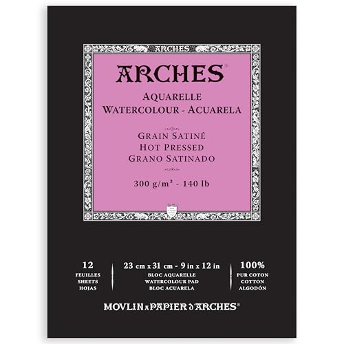 Archesアルシュ 水彩紙 パッド 300g 極細23X31cm 12枚 (1795097) ナチュラルホワイト