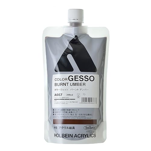 バーントアンバー/300ml/A667・Color:バーントアンバーSize:300ml・パッケージ個数:1・対象性別 :男女共用・主な製造国 :日本ジェッソの標準粒子タイプに色をつけたジェッソです。マットな表現のできる絵具としても使うことができます。300ml詰替タイプのバーントアンバー色。 (Amazon.co.jpより)
