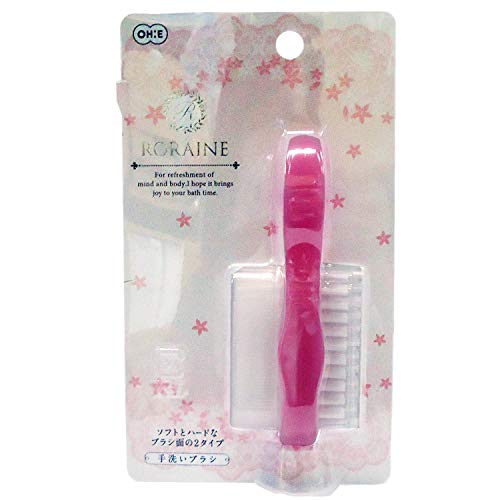 Rakuten - オーエ 手洗い ブラシ ピンク 幅17.5×奥行10×高さ4.2cm ロレーヌ ソフト ハード 両面