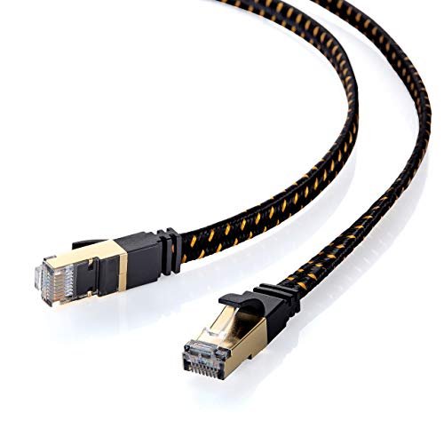 サンワサプライ LANケーブル テレビ用 CAT8 メッシュフラット 40/25Gbps/2000MHz ギガビット イーサネットケーブル RJ