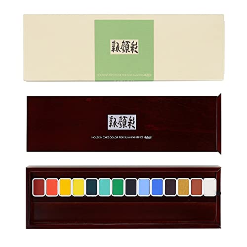 マルチ/14色/N351・日本の伝統的な色を、乾式法により固形にした水性絵具。色紙、短冊、俳画に最適。日本の伝統的な色を、乾式法により固形にした水性絵具です