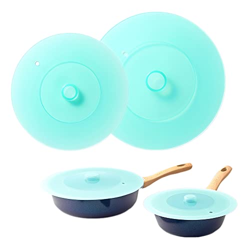 アイメディア(Aimedia) シリコンフライパンカバー 2枚組 (20-24cm/26-28cm) シリコン蓋 シリコーン 鍋蓋 耐熱 食洗機