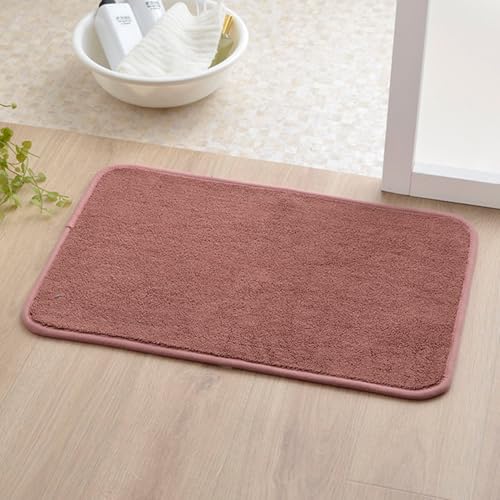 イケヒコ バスマット 速乾 吸水性有り タオル地風 足元さらっと 約40×60cm ピンク #3488219