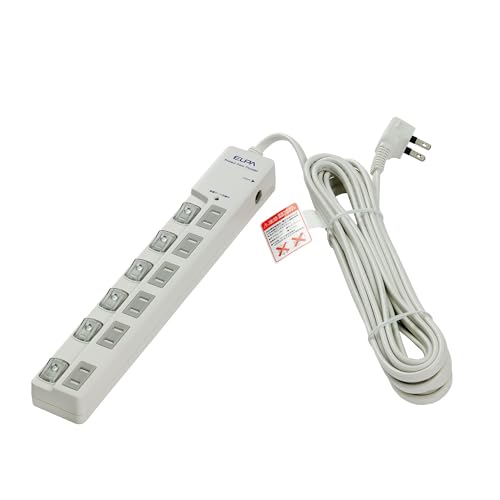 エルパ(ELPA) スイッチ付タップ 雷ガード コンセント 延長コード LED 上差し 6個口 5m WLS-LU650SB(W)