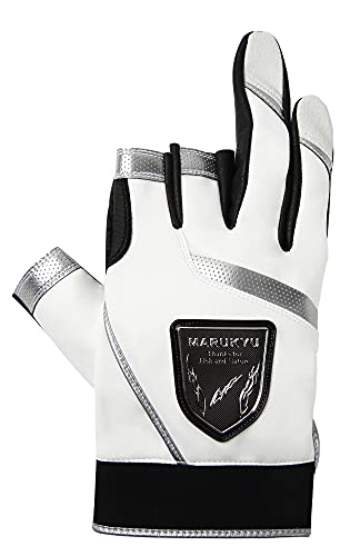 Rakuten - マルキュー フィッシンググローブTR-01 3本切り LL ホワイト/シルバー