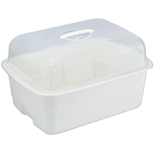 リス(RISU) 水切りかご HOME&HOME ディッシュドレイナー フード付き L ホワイト W33.2×D45.5×H27.1cm 日本製