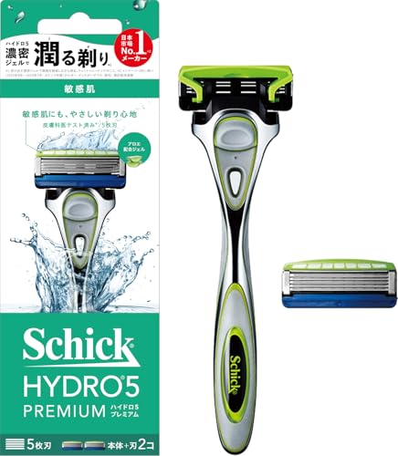 Schick(シック) ハイドロ5プレミアム 敏感肌用 5枚刃 ホルダー(刃付き+替刃1コ入) スキンガード付 シルバー 男性用 髭剃り カミソ