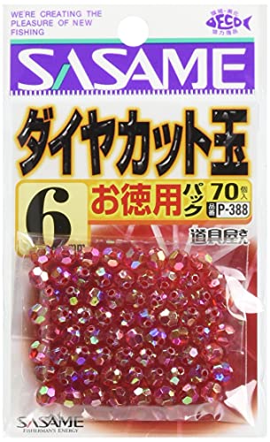 レッド-/4号/P-388・Size:4号Style:レッド・パッケージ個数:1・ささめ針 道具屋お徳用ダイヤカット玉 レッド P-388 (集寄・フィッシングツール)・■内径：1.4mm・■入数：4-100個、5-80個、6-70個、8-40個≪ささめ針 集寄・フィッシングツール≫.