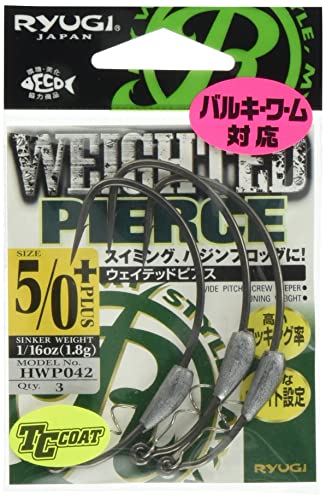 1.8g #5/0+(3本入)ブラック/#5/0+/HWP042・Style:1.8g #5/0+(3本入)・パッケージ個数:1・サイズ(入本数)5/0(3)・WEIGHT:1/16oz(1.8g)ピアスフックにウェイトを持たせ、シャッドテール・スティックベイト等でのナチュラルなスイミングや、ツインテールグラブ等の表層バジンフロッグに対応するようチューニング。 ワームのスイミングバランスと、ウィードなどのストラクチャーのすり抜けを考慮し、考え尽くした絶妙なウェイトの位置・形状・重量設定。 ピアスフック譲りのフッキング性能と線材のスプリングバックを活かした伸びにくさで、バイトに持ち込んだ魚を掛けて、獲る。ウェイテッドピアス。