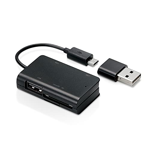 エレコム カードリーダー USB2.0 microUSBコネクタ搭載 変換コネクタ付 ケーブル一体タイプ パソコン スマホ タブレット対応 ブラ