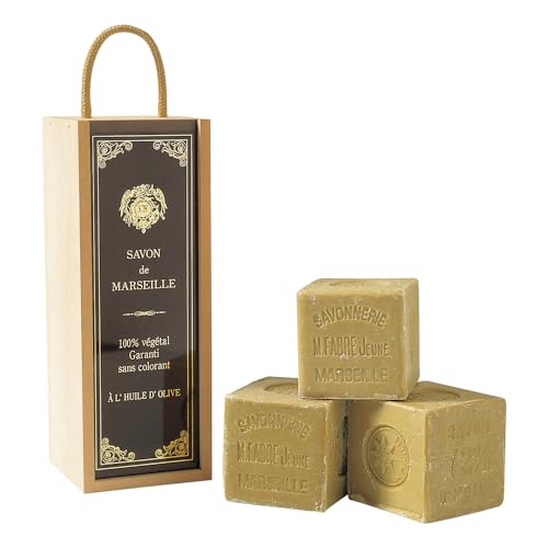 Soaps, Body Soaps - ジーピークリエイツ マリウスファーブル社 サボンドマルセイユ マルセイユ石けん 木箱ギフト オリーブ
