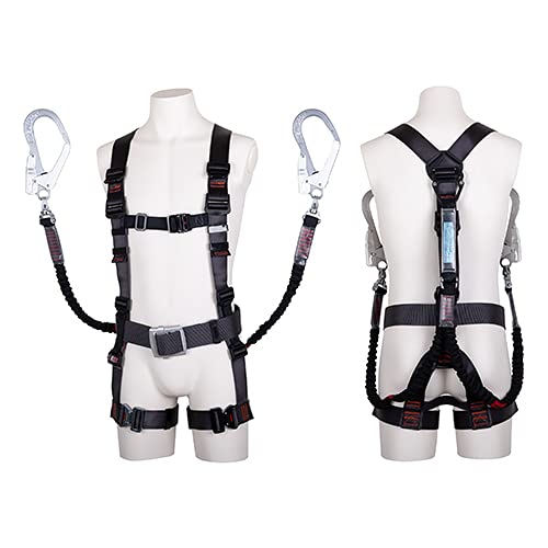 フルボディハーネスダークグレー/M/TH-506-2NV93SV-OT-DG-M-2R23-BX・Color:ダークグレーSize:M・パッケージ個数:1・サイズ：M・ベルト幅(mm)：45・腰バックル：アルミスライドバックル・色：ダークグレー・腿バックル：ワンタッチ【特長】 胴ベルト部に道具取り付けスペースを幅広く確保したY型のフルハーネスです。 腿部は左右が独立しているので束縛感が少なく、動きやすさを高める水平型腿ベルトです。 ベルトの長さの調節範囲を広く取っているため、夏服・冬服でもピッタリ装着が可能です。 ノビロンランヤードは、使わない時には短く縮んでいますので、移動時の引掛りを防げます。 ベルト素材にナイロンを使用し大変滑らかです。 軽量自在型回転機能付きフック付です。 ノビロンランヤード2本付です。 ショックアブソーバは1つでどちらのランヤードでも働くようになっております。 【仕様】 サイズ：M ベルト幅(mm)：45 腰バックル：アルミスライドバックル 色：ダークグレー 腿バックル：ワンタッチ ランヤード種類：ノビロン 胸ベルト幅(mm)：30 最大使用可能質量(kg)：100 ランヤード幅×長さ(mm)：32×1100〜1550 フック口開き(mm)：50 胴ベルト 幅×長さ(mm)：50×1200 厚生労働省「墜落制止用器具の規格」適合品 第一種ショックアブソーバ付き 腿部水平型ベルト 背中部Y字タイプ 胴ベルト(50mm幅）アルミスライドバックル付きベルト ランヤード種別：タイプ1