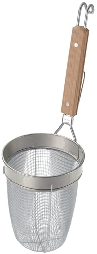 Kitchen Equipments - TS 18-8 木柄 ラーメン専用パワーてぼ フチ高 8メッシュ 31890