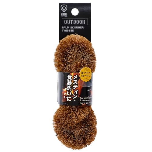 KOKUBO(コクボ) アウトドア パームたわし ツイスト ブラウン パームヤシ 天然素材 BBQ 食器洗い 鉄板 網 スキレット 鉄鍋 メステ