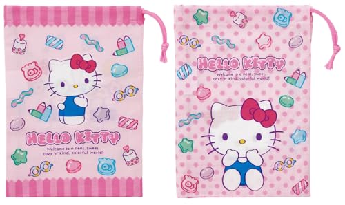 スケーター(Skater) 子供用 お弁当 コップ 袋 2枚 セット 15×20cm 巾着 給食袋 日本製 サンリオ ハローキティ マシュグミ