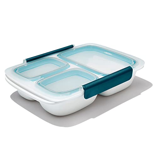 OXO オクソー 保存容器 密閉 お弁当箱 プレップ&ゴー 仕切り付き フードコンテナ 0.9L 漏れ防止 電子レンジ 食洗機対応