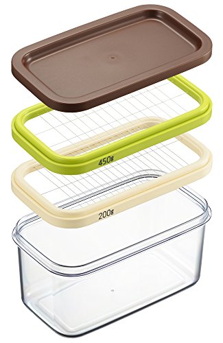 ヨシカワ バターケース バターカッター 200g・450g兼用 (200gは5gに・450gは10gにカット) そのまま冷蔵庫で保存 フタはのせ