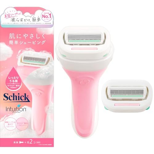 しっとり肌 ホルダー(刃付き+替刃1コ)ピンク/本体刃付き+替刃1コ/ITM-050 AM・PatternName:ホルダーStyle:しっとり肌 ホルダー(刃付き+替刃1コ)・パッケージ個数:1・うるおいソープつきで、お手入れらくちん・ボディソープいらずでやさしくそれる・濡らすだけで、カミソリの動きをスムーズにし、肌にうるおいを与えるソープ(保湿成分配合)・スイングヘッドの4枚刃が身体の微妙なカーブに合わせて動きます。また、ソープの減りに合わせて、ヘッドの高さを自動的に調節します。・肌に刃があたるのを最小限に抑えるセーフティワイヤー商品紹介 4891228312213 原材料・成分 パルミチン酸Na、ヤシ脂肪酸Na、イソステアリン酸Na、水、パルミチン酸K、グリセリン、イソステアロイルラクチレートNa、ヤシ脂肪酸K、パルミチン酸、イソステアリン酸K、カオリン、香料、ヤシ脂肪酸スクロース、酸化チタン、塩化Na、イソステアリン酸、PEG−50シア脂、ヤシ脂肪酸、エチドロン酸4Na、ペンテト酸5Na、ホホバ油、シア脂エキス、カラスムギ穀粒エキス 使用方法 （1）刃の部分とモイスチャーソープをお湯、又は水に濡らします。（2）肌とモイスチャーソープが濡れている状態で、なでるようにやさしく剃ってください。（3）ご使用後は、肌とカミソリを洗い流してください。カミソリ本体の水分をしっかりときり、キャップをつけずにシャワーハンガーにかけ、よく乾かしてください。 安全警告 メーカーに準ずる