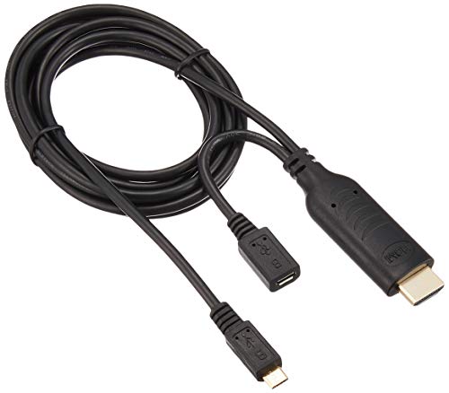ブラック/長さ 2m、太さ φ4mm/USB-MHL200P・パッケージ個数:1・コネクタ形状: HDMI Aタイプ(19ピン オス)、USB マイクロBタイプ(5ピン オス)を採用し、幅広い機器に対応します・ポート形状: USB マイクロBタイプ(5ピン メス)充電用ポートを搭載し、接続中の給電が可能です・ケーブル仕様: 長さ 2m、太さ φ4mmのロングケーブルで、離れた場所からでも快適に操作できます・高画質映像出力: MHL対応のスマートフォンをテレビやモニターのHDMI端子に接続し、最大1080pのフルHD画質で動画、写真、ゲームを楽しめます・リモコン操作対応: RCP（Remote Control Protocol）対応テレビであれば、テレビのリモコンでスマートフォンの再生・停止などの操作が可能です【スマートフォンの映像をテレビの大画面で楽しめるMHL変換ケーブル】 MHL対応スマートフォンをテレビやモニターのHDMI端子に接続することで、 動画・写真・ゲームなどを大画面で楽しめるMHL変換ケーブルです。 最大1080pのフルHD画質に対応し、スマートフォンの映像を高精細なまま出力できます。 【主な特長】 スマホの画面を大画面で表示 MHL対応スマートフォンの映像と音声をテレビやモニターへ出力し、動画鑑賞や写真閲覧、ゲームプレイを大画面で楽しめます。 最大1080pフルHD対応 高精細なフルHD映像に対応。スマートフォンのコンテンツを鮮明で美しい画質で表示できます。 充電しながら使用可能 給電用USB端子を搭載しているため、スマートフォンを充電しながら映像出力が可能。長時間の動画視聴やプレゼンテーションにも最適です。 余裕のある2mロングケーブル テレビから離れた場所でも快適に操作できる2mケーブルを採用。ソファでくつろぎながらスマートフォンを使用できます。 テレビリモコン操作対応 RCP（Remote Control Protocol）対応テレビでは、テレビのリモコンから再生・停止などの基本操作が可能です。 ※接続機器およびテレビ側の仕様によって異なります。 【おすすめ用途】 スマートフォンの動画をテレビで視聴 旅行やイベントの写真を家族みんなで閲覧 スマホゲームを大画面でプレイ 会議やプレゼンテーションでの画面共有 映画や動画配信サービスの視聴 【製品仕様】 型番：USB-MHL200P 入力端子：USB Micro-B（5ピン） 出力端子：HDMI（Type A） 給電端子：USB ケーブル長：2.0m 対応解像度：最大1080p（フルHD） ※ご使用のスマートフォンがMHL規格に対応している必要があります。 ※テレビやモニター側にHDMI入力端子が必要です。 ※一部機種では機能や動作に制限がある場合があります。