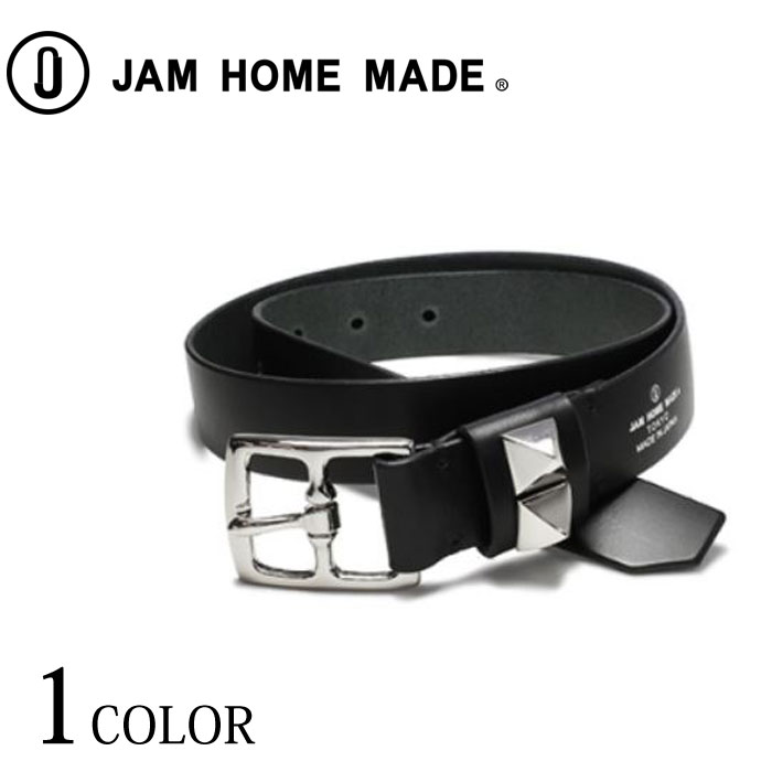 スタッズベルト ベルト（メンズ） JAM HOME MADE ジャムホームメイド POST プレーンスタッズベルト -SINGLE- レザー ブラック メンズ mens