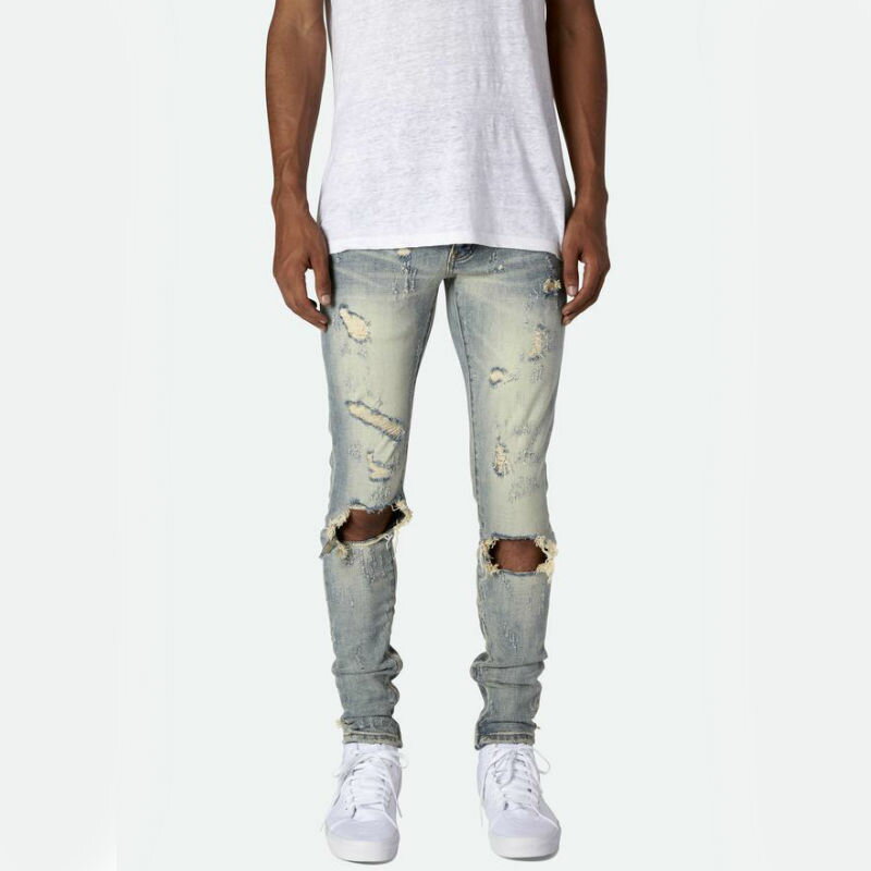 mnml ミニマル M47 STRETCH DENIM ストレッチ 裾ZIPジップ ダメージクラッシュジーンズ ミニマルデニム クラッシュデニムパンツ