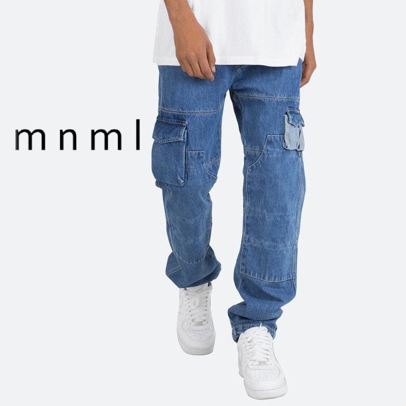 Rakuten - mnml ミニマル V244 CARGO DENIM メンズ カーゴパンツ デニム ジーンズ ワイドパンツ バギーパンツ ストリート カジュアル ルーズ