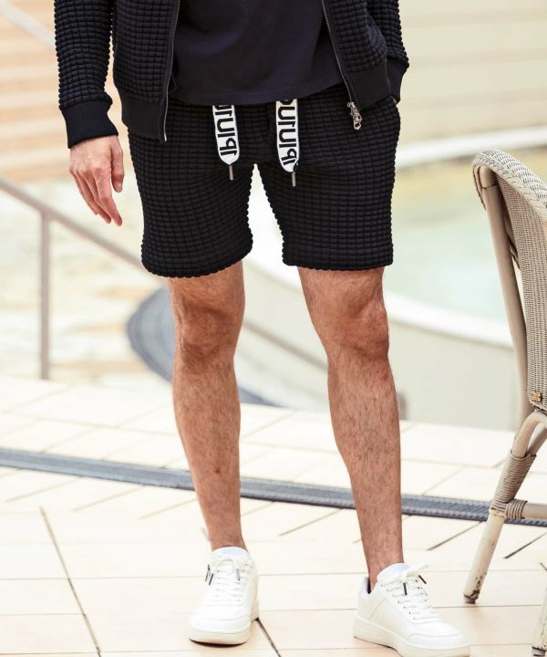 1PIU1UGUALE3 RELAX ウノピゥウノウグァーレトレ リラックス スピンドルロゴワッフルショーツ ショートパンツ ハーフパンツ 短パン メンズ ブランド 春 夏 1PIU ウノピュー ブラック ホワイト