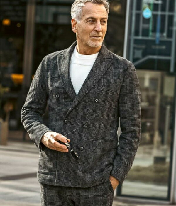 1PIU1UGUALE3 RELAX ウノピゥウノウグァーレトレ リラックス セットアップ メンズ ダブル スーツ 上下セット 大人 きれいめ グレンチェック メンズコーデ メンズファッション ブランド