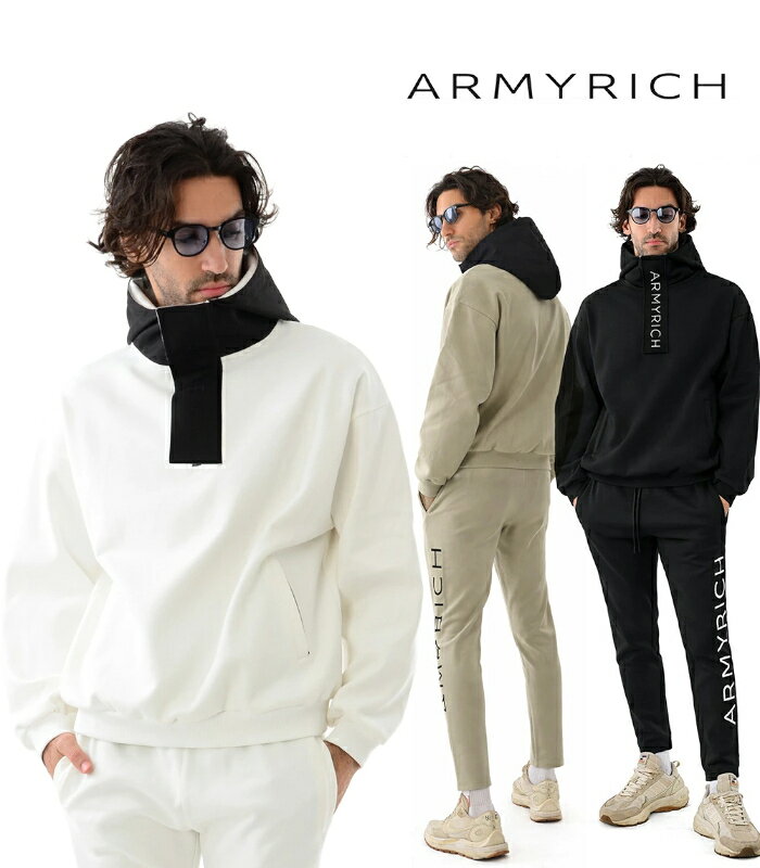 ARMYRICH メンズ セットアップ 上下セット ジャージ スポーツ ルームウェア ARMYRICHの「鹿の子ハーフジッププルパーカーセットアップ」は、異素材切り替えが目を惹くスタイリッシュな上下セット。 表地は通気性に優れた“鹿の子編み”で、裏地にはなめらかな“ジャージー素材”を使用し、肌触りも快適。 ハーフジップ仕様により脱ぎ着しやすく、気温調整もしやすいため季節の変わり目にも活躍。 ややオーバーサイズのパーカーと、細すぎないパンツのバランスが絶妙で、体型を問わずリラックスした着心地を実現します。 デザイン性と機能性を兼ね備え、ワンマイルウェアやタウンユース、スポーツシーンまで幅広く対応するセットアップです。 ■素材 コットン80%,ポリエステル17%,ポリウレタン3% ■サイズ パーカー サイズ/肩幅/身幅/袖丈/着丈 3L…68cm/68cm/57cm/71cm 4L…70cm/70cm/58cm/72cm 5L…72cm/72cm/59cm/74cm ※平置き計測 パンツ サイズ/ウェスト/わたり/股上/股下 3L…42cm/33cm/39.5cm/75cm 4L…45cm/34cm/40.5cm/75cm 5L…47cm/35cm/41.5cm/77cm ※平置き計測 ※実測値のため、多少の誤差はご容赦ください。 ※商品写真はできる限り現品を再現するように心がけていますが、ご利用のモニターにより差異が生じます。あらかじめご了承くださいませ。