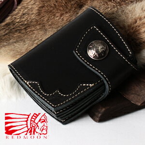 REDMOON レッドムーン 二つ折り財布 黒 NHR-01CE-MID イーグル[メンズ 本革 折りたたみ財布 二つ折り財布 ショートウォレット 短財布 本革 レザー おしゃれ かっこいい 紳士 秋服 秋物 秋 冬服 冬物 冬 大人 彼氏 プレゼント]