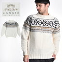 [期間SALE] BONNER OF IRLAND / ボナー クルーニットセーター Crew knit sweater 1802[メンズ 長袖 ニット セーター クルーネック ウール ツイード ローゲージニット エクストラファインメリノ…