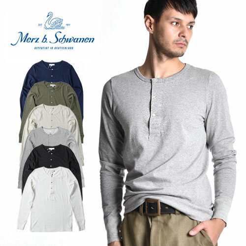 楽天JACKPOTMerz b. Schwanen/メルツ・ベー・シュヴァーネン ヘンリーネック ロングスリーブTシャツ Henley LSTee NO.206[23年春夏新作 メンズ 長袖 カットソー ロンT ロングT コットン ドイツおしゃれ かっこいい 紳士 秋 冬 大人 彼氏 プレゼント]