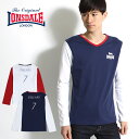 [期間SALE] LONSDALE/ロンズデール Vネック フットボールロングスリーブTシャツ L51006[メンズ 長袖 長袖T ロンT カットソー おしゃれ かっこいい 紳士 秋服 秋物 秋 冬服 冬物 冬 大人 彼氏 プレゼント]◆50%～59%