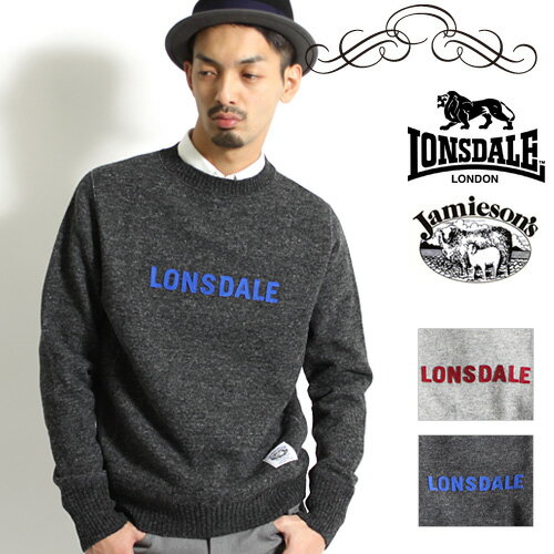 楽天JACKPOT[期間SALE] LONSDALE/ロンズデール Jクルーネックニット UK14CCS17[メンズ 長袖 ニット セーター クルーネック クルーネック セーター おしゃれ かっこいい 紳士 秋服 秋物 秋 冬服 冬物 冬 大人 彼氏 プレゼント]◆50％～59％