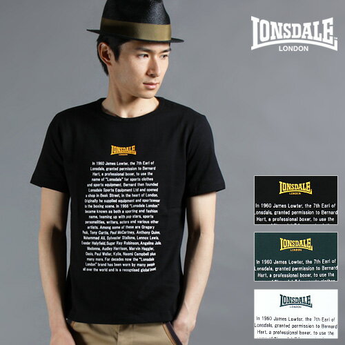 [期間SALE] LONSDALE/ロンズデール ヒストリーTシャツ L6110[メンズ 半袖 Tシャツ ティーシャツ カットソー おしゃれ かっこいい 紳士 秋服 秋物 秋 冬服 冬物 冬 大人 彼氏 プレゼント] 30%～…