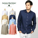 JamesMortimer/ジェームズモルティマー L/S アイリッシュリネン レギュラーカラーシャツ メンズ リネンシャツ 麻 涼しい 通気性 長袖 リゾートシャツ アイルランド オフ こだわり ボタンダウン おしゃれ かっこいい 紳士 大人 彼氏 プレゼント 父の日