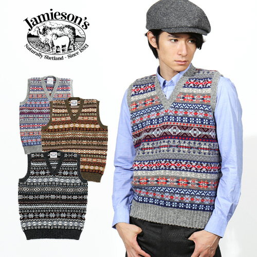 jamieson’s/ジャミーソンズ Vネックニットベスト V-NECK SLIP OVER VEST 625 MK176V（MEDIUM GREY）[メンズ ニット ベスト シェットランドウール ウールニット おしゃれ かっこいい 紳士 秋服 秋物 秋 冬服 冬物 冬 大人 彼氏 プレゼント　jamiesons]