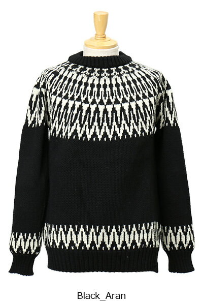 Guernsey Woollens Icelandic Twotone Sweater GW1002: Black / Aran