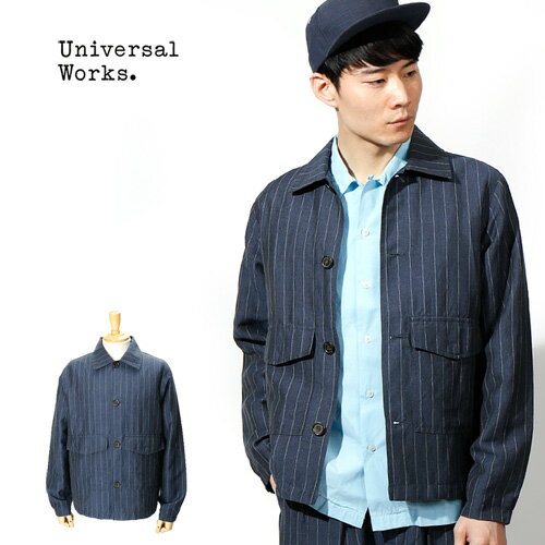 [20春夏SALE] Universal Works/ユニバーサルワークス ウォッチマンジャケット WATCHMAN JACKET UW1812018 18518[メンズ ジャケット ワークジャケット リネン ウールストライプ ショート おしゃれ かっこいい 冬服 冬物 冬 大人 彼氏 プレゼント]◆30%〜49%