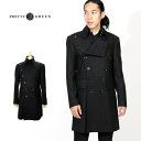 期間SALE PRETTY GREEN/プリティーグリーン THE BEATLESコラボ ダブルブレストコート RACCOON JACKET A8GMU15440083 メンズ ダブル コート ウール ロング丈 黒 ブラック ビートルズ oasis おしゃれ かっこいい 冬服 冬物 冬 大人 彼氏 プレゼント