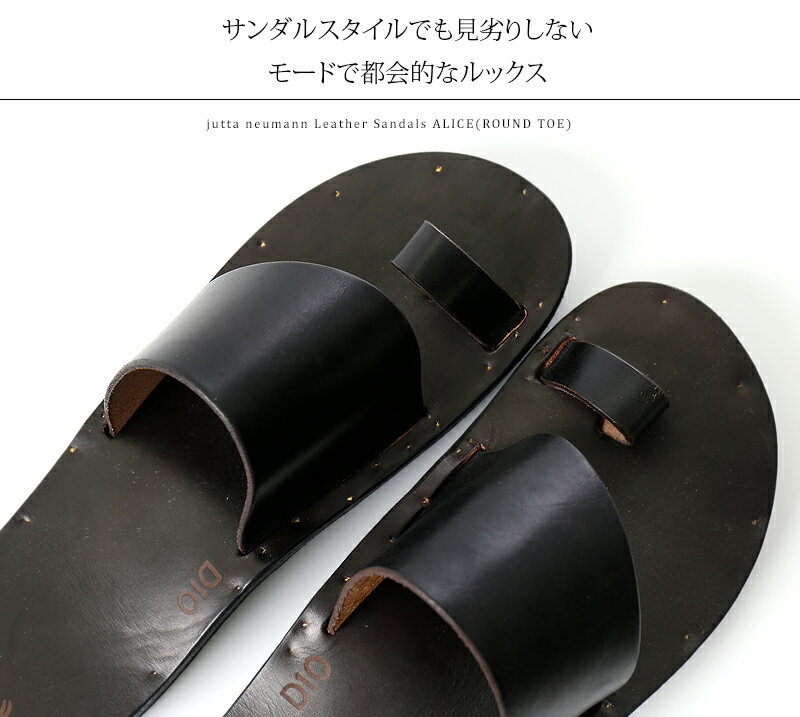 jutta neumann レザーサンダル Leather Sandals ALICE(ROUND TOE) US8D ワイズ(約26cm) Black[[メンズ サンダル 靴 コンフォートサンダル アリス リゾート モード 春 夏 ダブルストラップ 本革 上品　ビルケンソール　ラティゴレザー モード]