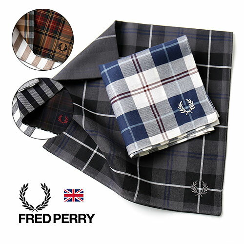 FRED PERRY/フレッドペリー 2枚セット WOVEN HANDKERCHIEF F19984 ウーブン ハンカチ チェック柄 19984 [メンズ 英国 UK メンズ 贈り物 ギフト 月桂樹 おしゃれ かっこいい 大人 彼氏 プレゼント お礼 小物 粗品 お世話 挨拶 まとめ買い タウンユース ビジネス 通学]