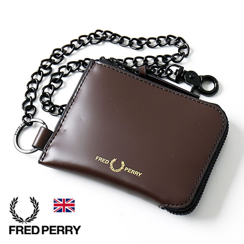 楽天JACKPOT[期間SALE] FRED PERRY/フレッドペリー CHAIN MATT LEATHER ZIP AROUND ジップショート レザーウォレット チェーン付 L3302 [22年春新作 メンズ 英国 UK 小物 薄い スリム 本革 小銭 専用化粧箱 ボックス 贈り物 ギフト 月桂樹 コンパクト 彼氏 プレゼント]