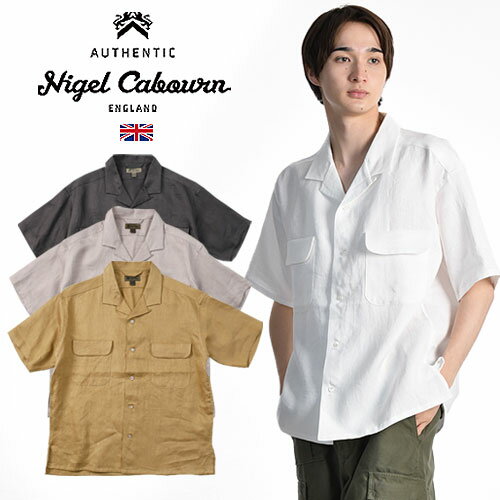 楽天JACKPOTNigel Cabourn/ナイジェル・ケーボン オープンカラー リネンツイル シャツ OPEN COLLAR SHIRT - LINEN TWILL 80480011005[24年春夏新作 メンズ シャツ 半袖 開襟 ワイド ナイジェルケーボン おしゃれ かっこいい 紳士 春服 春物 春 夏服 夏物 夏 大人 彼氏 プレゼント]