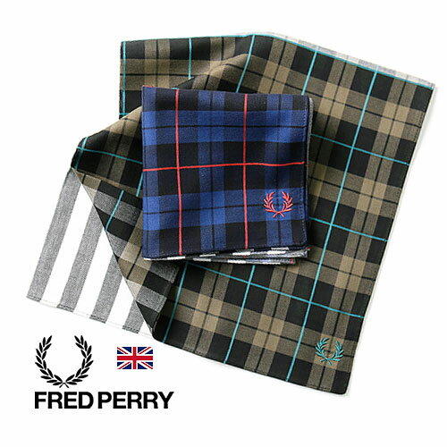 FRED PERRY/フレッドペリー 2枚セット WOVEN HANDKERCHIEF F19984 ウーブン ハンカチ チェック柄 19984 [メンズ 英国 UK メンズ 贈り物 ギフト 月桂樹 おしゃれ かっこいい 大人 彼氏 プレゼント お礼 小物 粗品 お世話 挨拶 まとめ買い タウンユース ビジネス 通学]