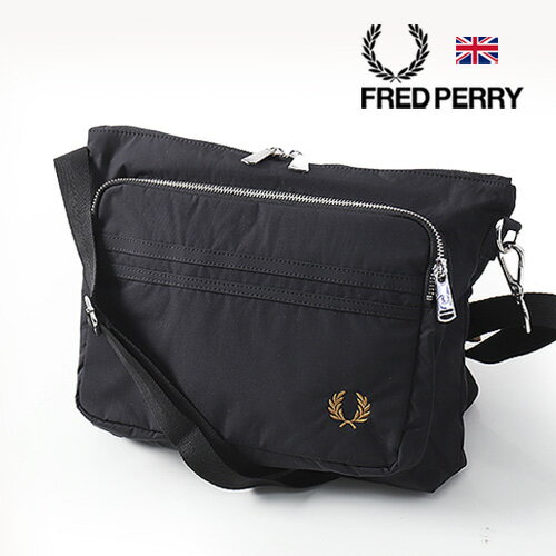 FRED PERRY/フレッドペリーBRENTHAM CROSSBODY BAG L2178 ブレンサム クロスボディバッグ ブラック 軽い ナイロン ショルダー 肩掛け 月桂樹 ローレルリース タウンユース おしゃれ かっこいい 大人 彼氏 ギフト 誕生日 父の日 プレゼント
