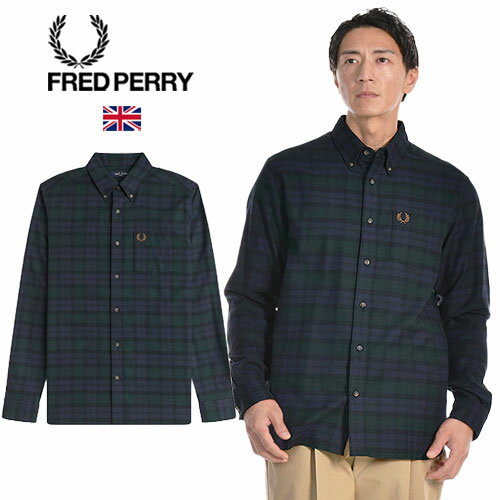 Rakuten - [期間SALE] FRED PERRY/フレッドペリー BLACKWATCH TARTAN BRUSHED TWIL ブラックウォッチ ボタンダウンシャツ ブラッシュドツイル M1735[タータンチェック メンズ コットン 起毛ツイル スタンダード シンプル ワンポイント 胸ロゴ 英国 UK おしゃれ プレゼント]