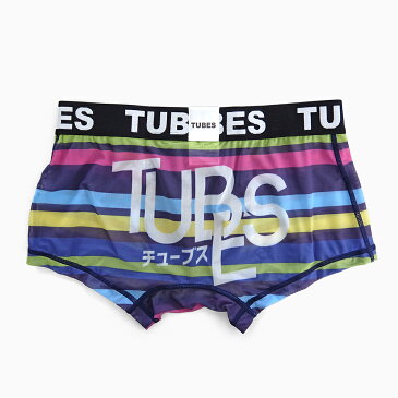 TUBES チューブス パンツ メンズ ボクサーパンツ メッシュ マルチボーダー S/M/L 速乾 ストレッチ 男 アンダーウェア ブリーフ ボクサーブリーフ トランクス セクシー ボーダー カラフル 派手ビッグロゴ 日本語 通販 プレゼント